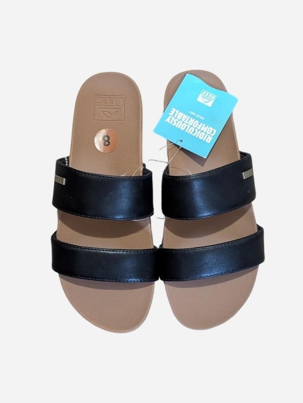 NWT New Reef Cushion Hali 2-Bar Slides SandalsBlackSize 8Price is firmNo off